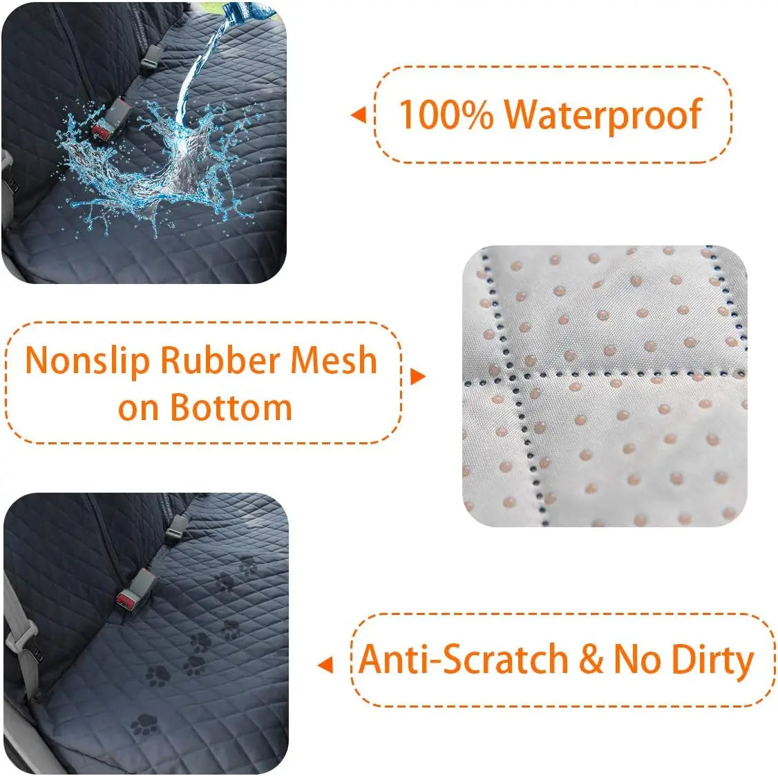 Dog Car Seat Covers, Dog seat Cover with Side Flap for Cars, Trucks, and Suv's - Waterproof & Nonslip Pet Seat Cover