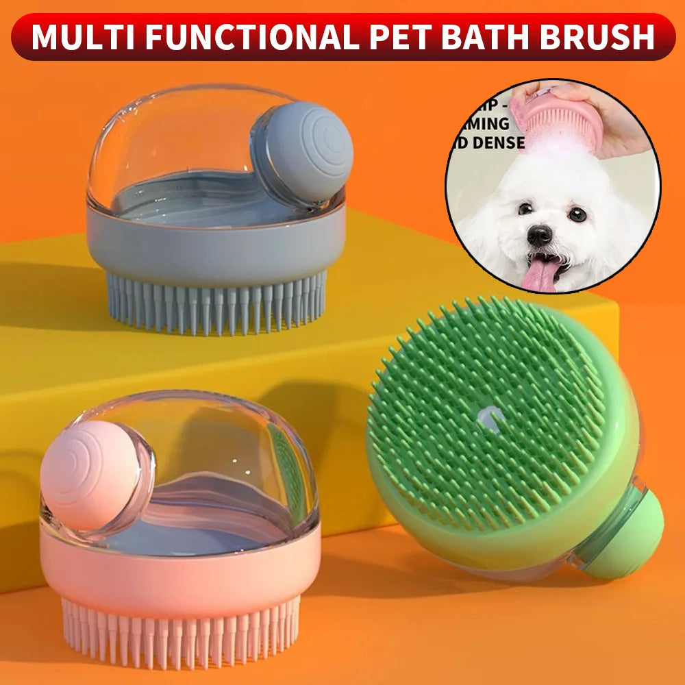 Silicone pet shampoo brush - gentle exfoliating and easy foaming - suitable for dogs, cats, and small animals, battery free