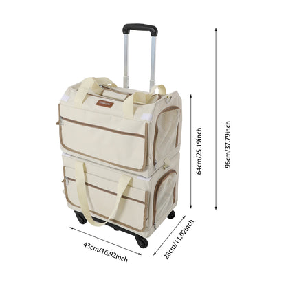 Double-Layer Rolling Pet Carrier Pet Rolling Suitcase Pet Trolley Bag with Mesh Windows for Cats Dogs on Travel Hiking Camping