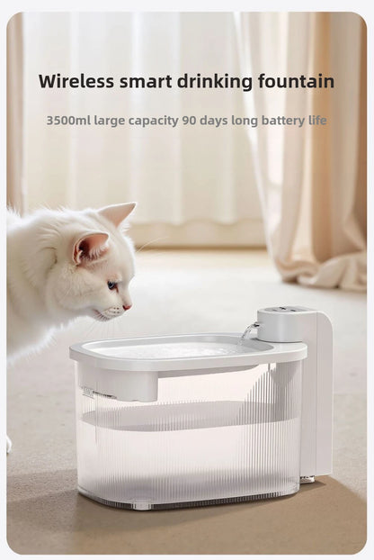 Pet wireless smart water fountain unplugged long battery life cyclic filtration induction automatic silent low power waterer