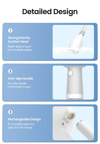 ROJECO Automatic Pet Foam Machine Dog Cleaning Soap Dispenser Wireless Cat Dog Bath Bubbler IPX7 Waterproof Shampoo Foam Sprayer