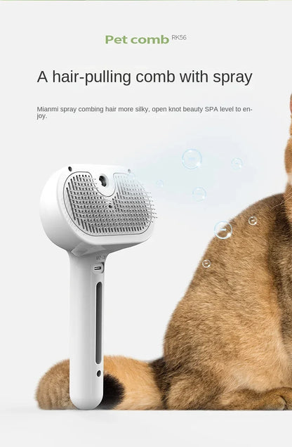 3-in-1 Dog Hair Brush Cat Hair Brush Electric Pet Cleaning Brush Steam Spray Brush Massage Hair Removal Comb anti-Tangle Brush