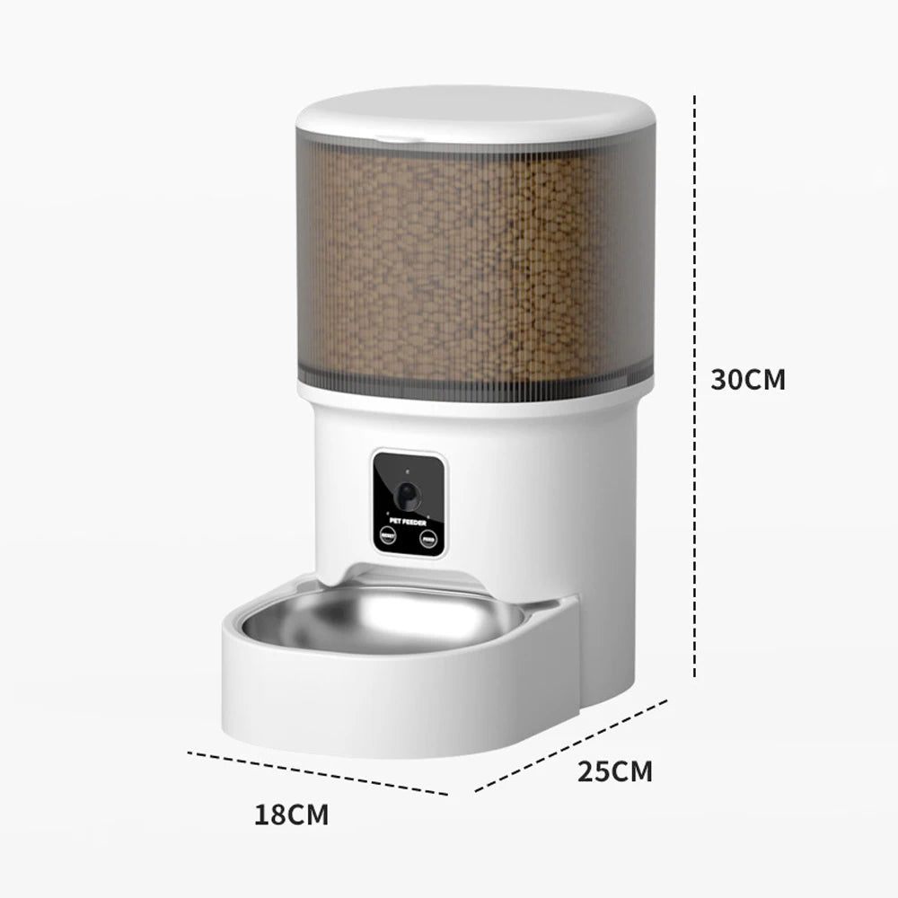 4L WIFI Button Automatic Cat Feeder Intelligent Cat and Dog Pet Feeder Smart Pet Cat Food Dispenser Pet Feeder(No 5V 1A plug)