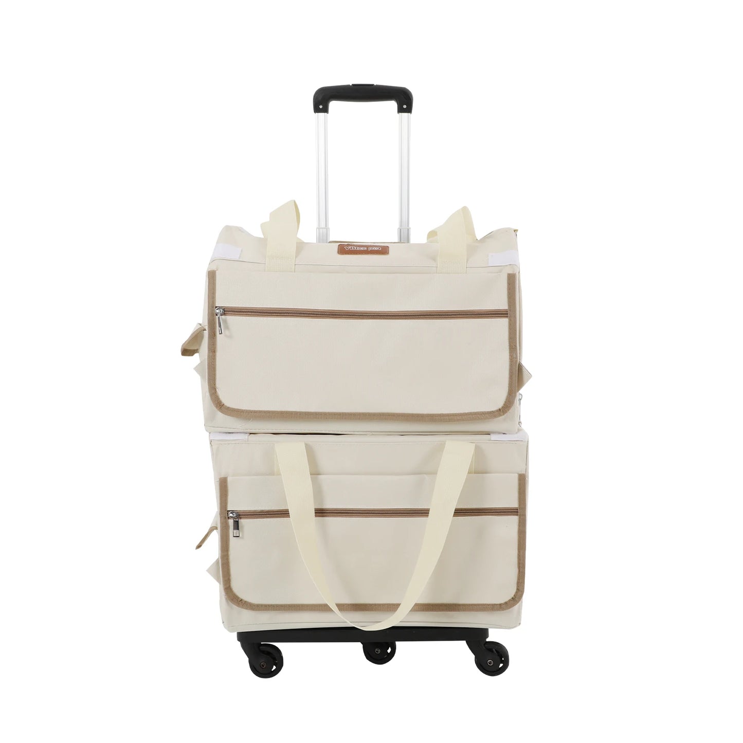 Double-Layer Rolling Pet Carrier Pet Rolling Suitcase Pet Trolley Bag with Mesh Windows for Cats Dogs on Travel Hiking Camping