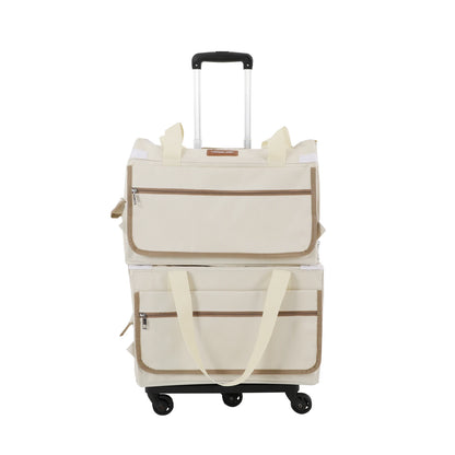 Double-Layer Rolling Pet Carrier Pet Rolling Suitcase Pet Trolley Bag with Mesh Windows for Cats Dogs on Travel Hiking Camping
