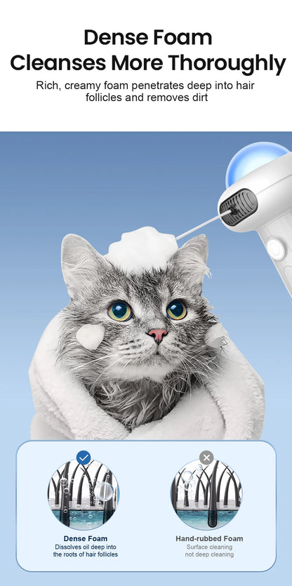 ROJECO Automatic Pet Foam Machine Dog Cleaning Soap Dispenser Wireless Cat Dog Bath Bubbler IPX7 Waterproof Shampoo Foam Sprayer
