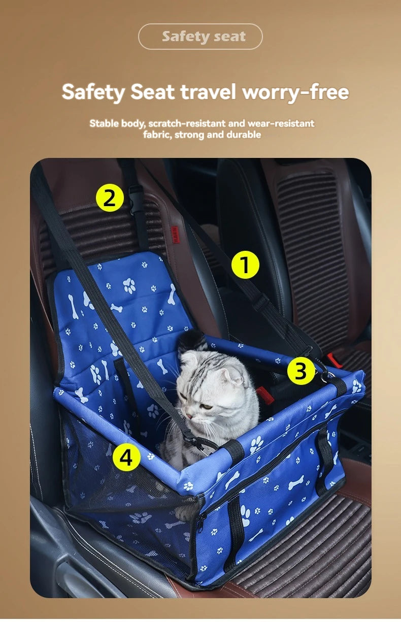 Pet Reinforce Car Booster Seat for Dog Cat Portable and Breathable Bag with Seat Belt Dog Carrier Safety Stable for Travel Look
