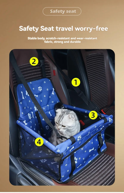 Pet Reinforce Car Booster Seat for Dog Cat Portable and Breathable Bag with Seat Belt Dog Carrier Safety Stable for Travel Look