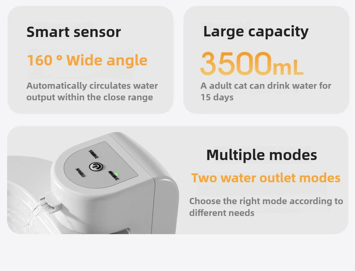 Pet wireless smart water fountain unplugged long battery life cyclic filtration induction automatic silent low power waterer
