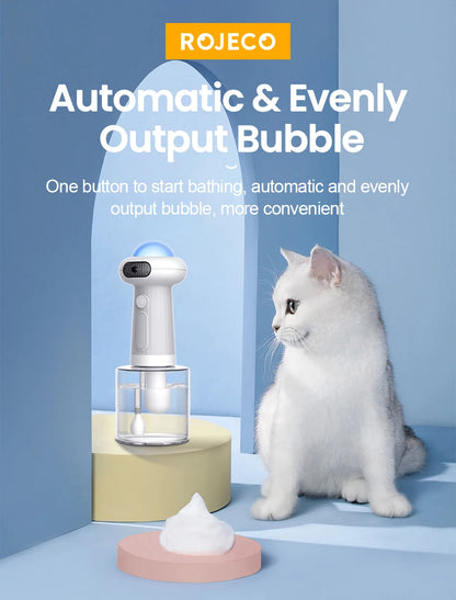 ROJECO Automatic Pet Foam Machine Dog Cleaning Soap Dispenser Wireless Cat Dog Bath Bubbler IPX7 Waterproof Shampoo Foam Sprayer