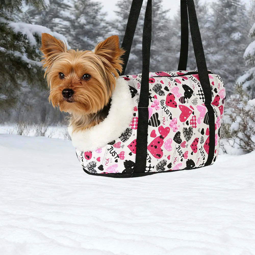 Pet Dog Bag For Small Medium Dogs Cats Winter Warm Fleece Puppy Backpack Windproof Cat Cat Sling Bag Chihuahua Bulldog Supplies