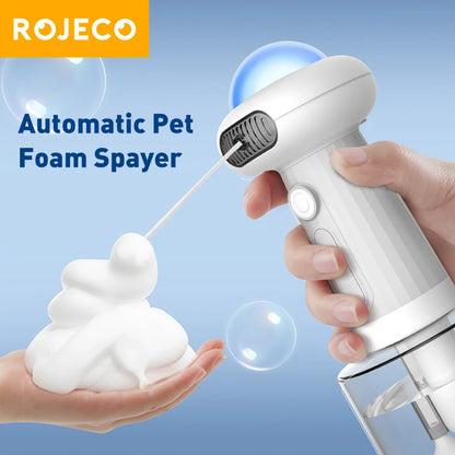 ROJECO Automatic Pet Foam Machine Dog Cleaning Soap Dispenser Wireless Cat Dog Bath Bubbler IPX7 Waterproof Shampoo Foam Sprayer
